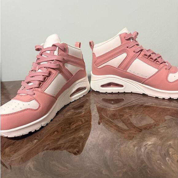 Sketchers Street Uno High Regards Pink White Womens Sneakers - Picture 3 of 10